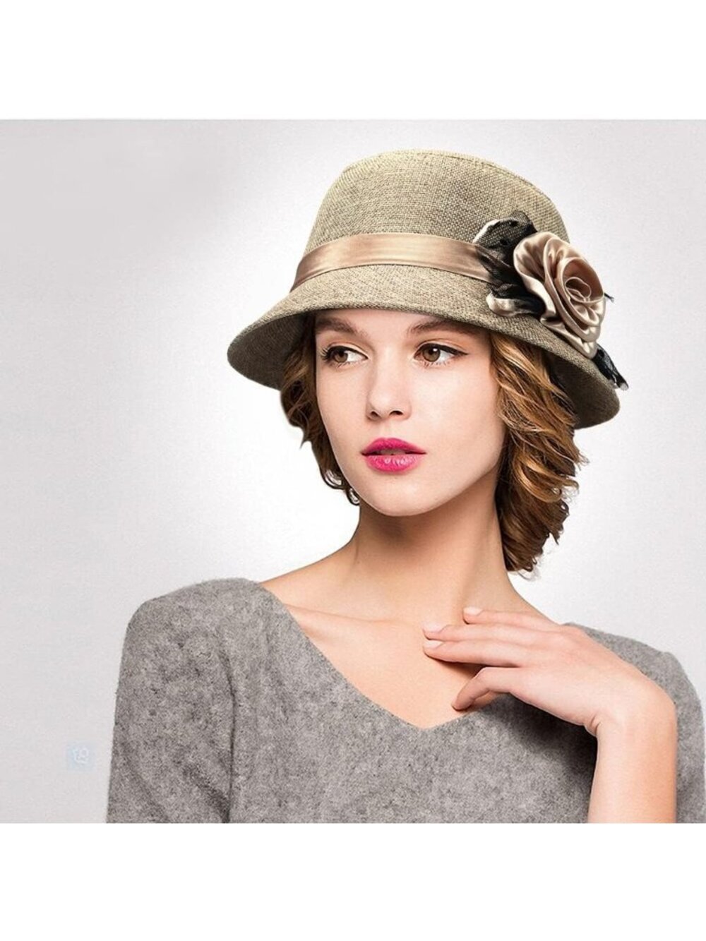 Glamorstar Vintage Felt Cloche Hat Winter Floral Fedora Bucket Hat Bowler Hats - Picture 2 of 7